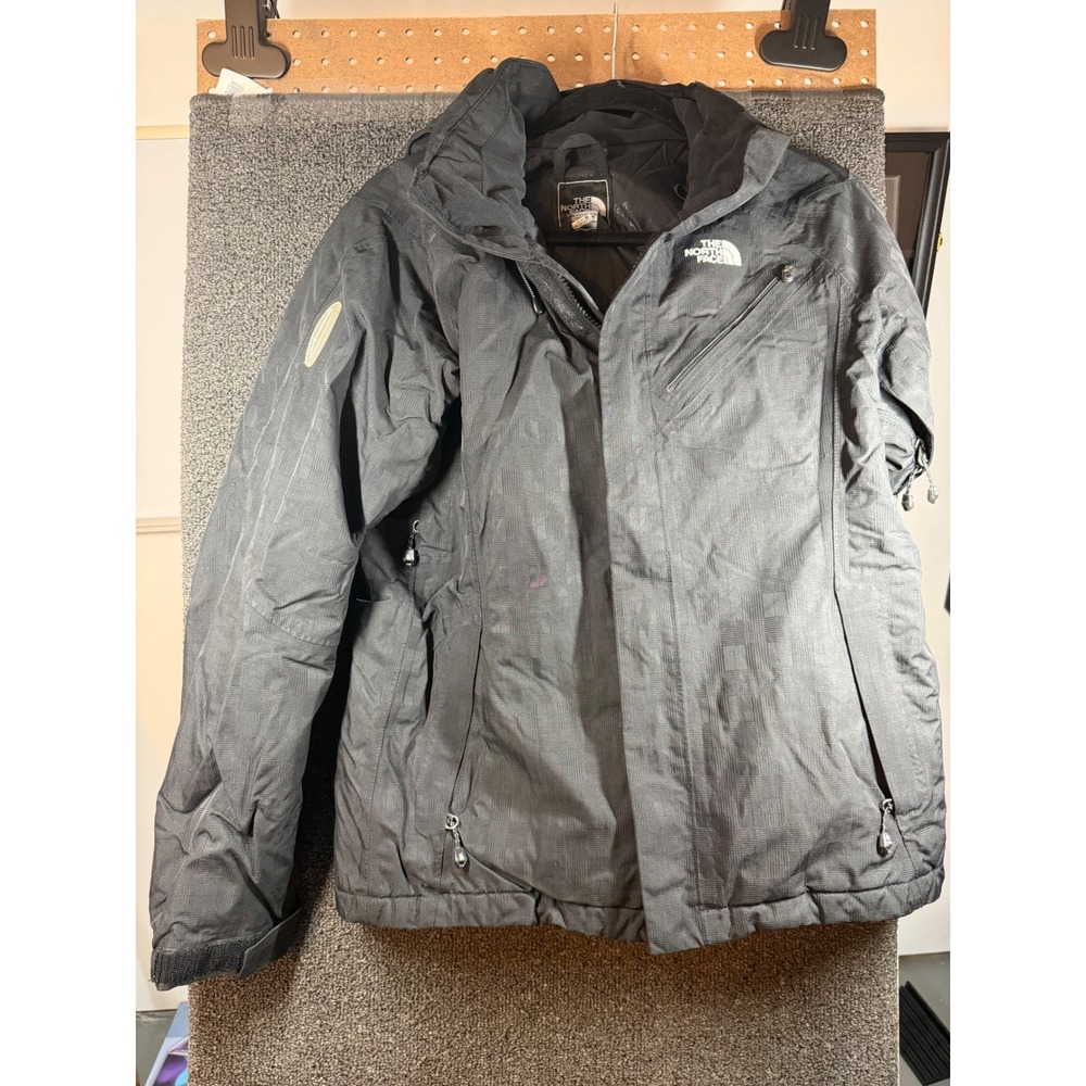 The North Face HyVent Ski Jacket Womens Medium Black RECCO Hooded Coat